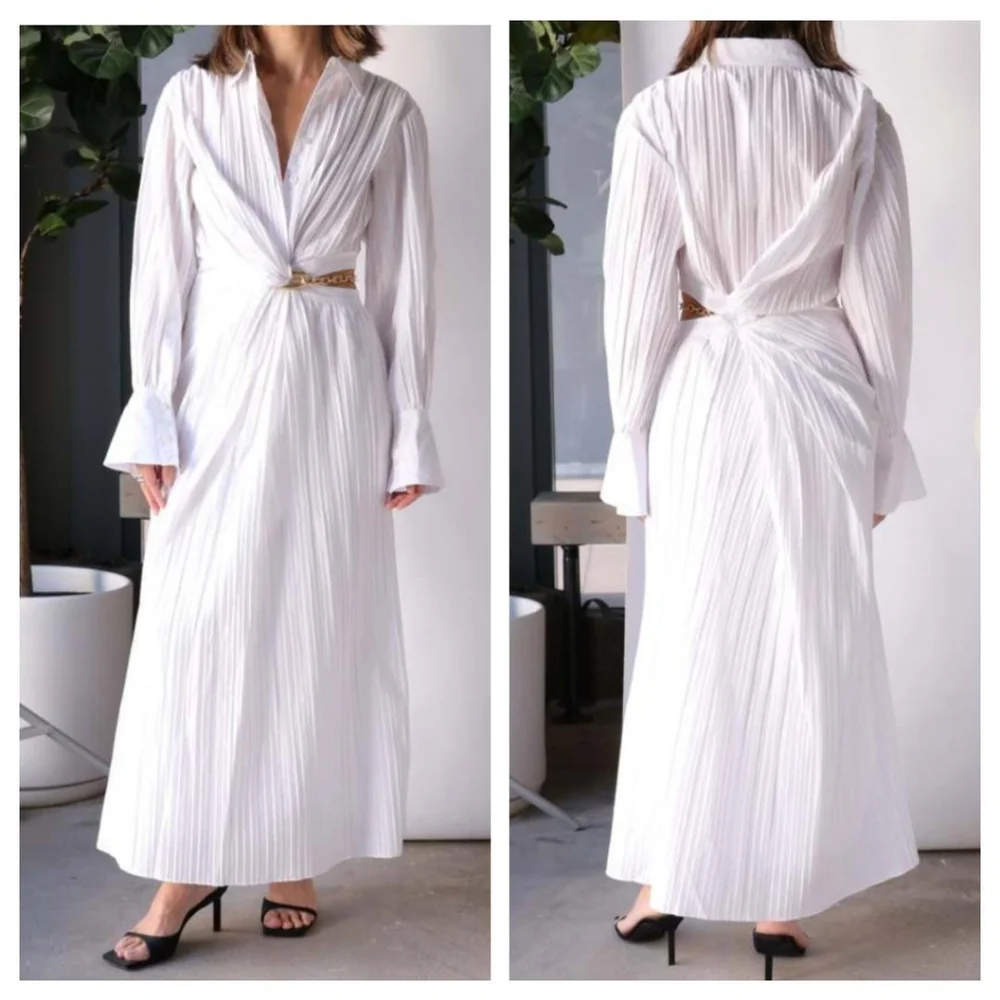 New Jonathan Simkhai Fraya Long Sleeve Cotton Blend Maxi Shirtdress - Picture 1 of 11
